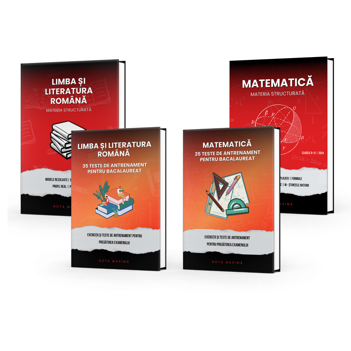 Pachet Bacalaureat + pachet cu 70 de Teste de Antrenament | Română + Matematică