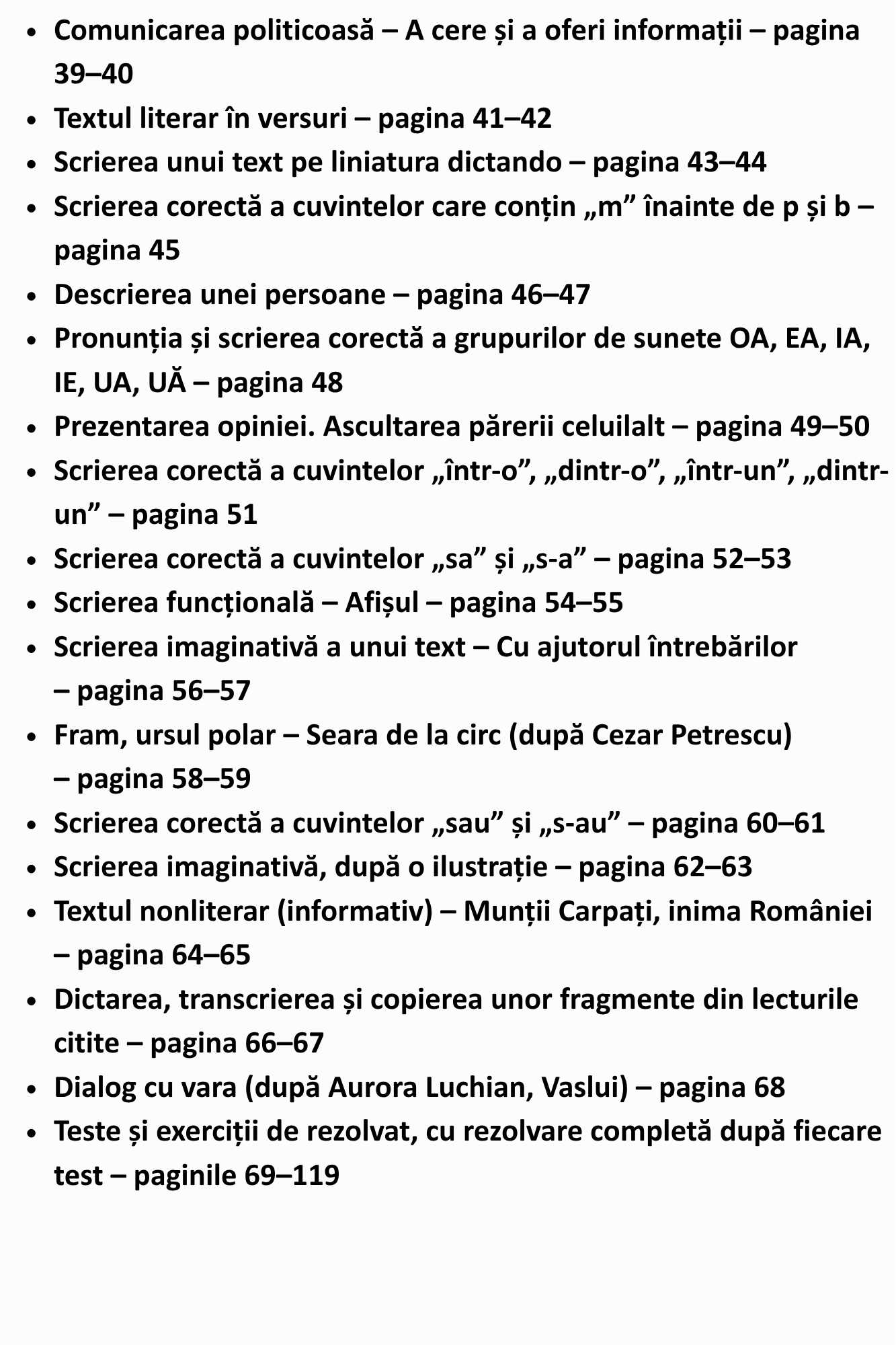 Clasa a II-a – Limba și Literatura Română