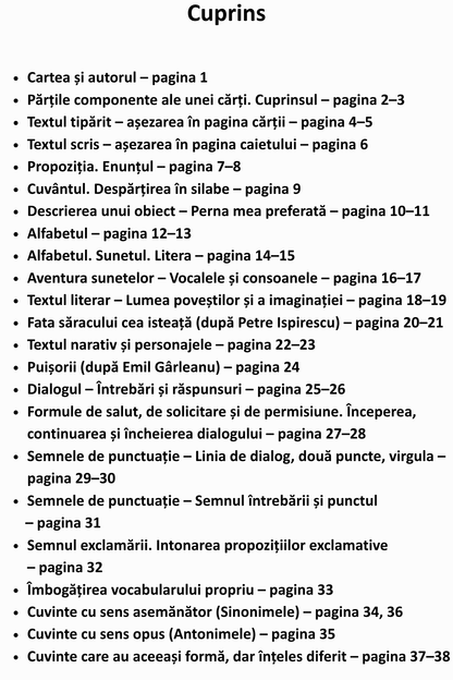 Clasa a II-a – Limba și Literatura Română