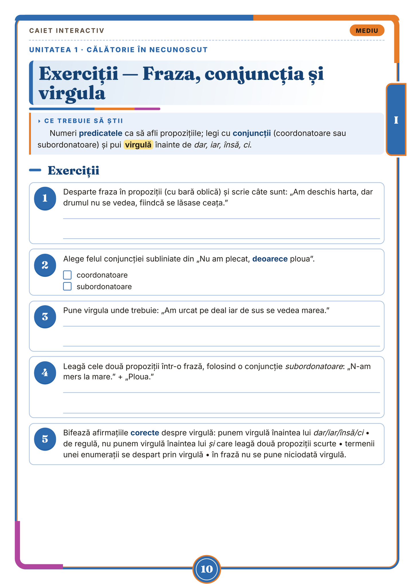Caiet de vacanță – Limba și literatura română, clasa a 7-a