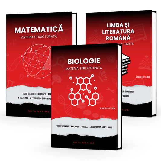 Pachet Bacalaureat | Biologie 9-10 + Matematică + Română