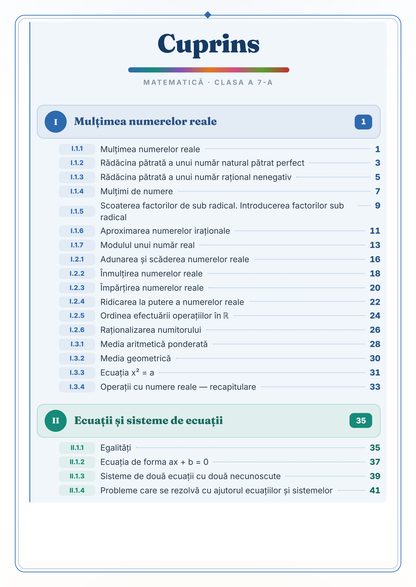 Caiet de vacanță – Matematică, clasa a 7-a