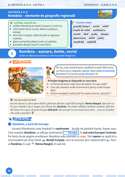Lecția „România – așezare, limite, vecini” – pagina 32