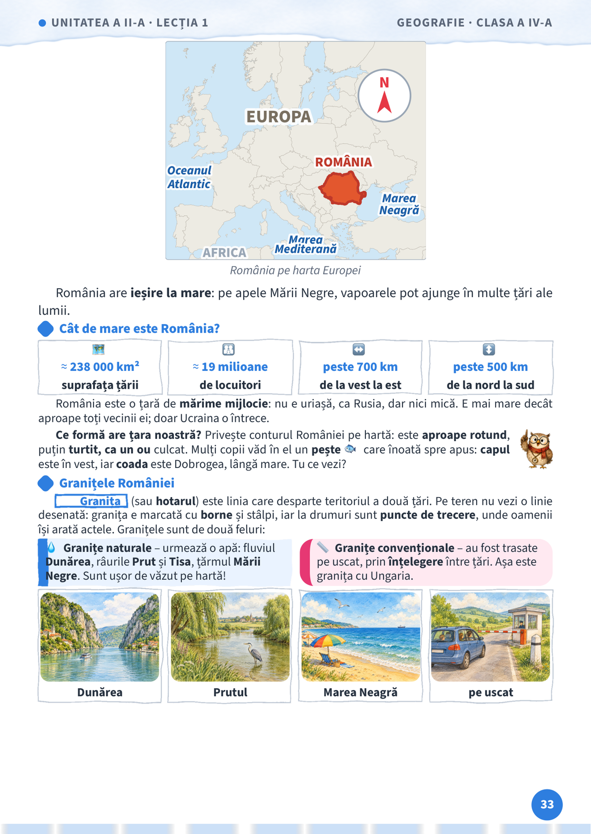 Lecția „România – așezare, limite, vecini” – pagina 33