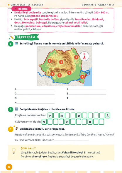 Lecția „Dealurile și podișurile” – pagina 46