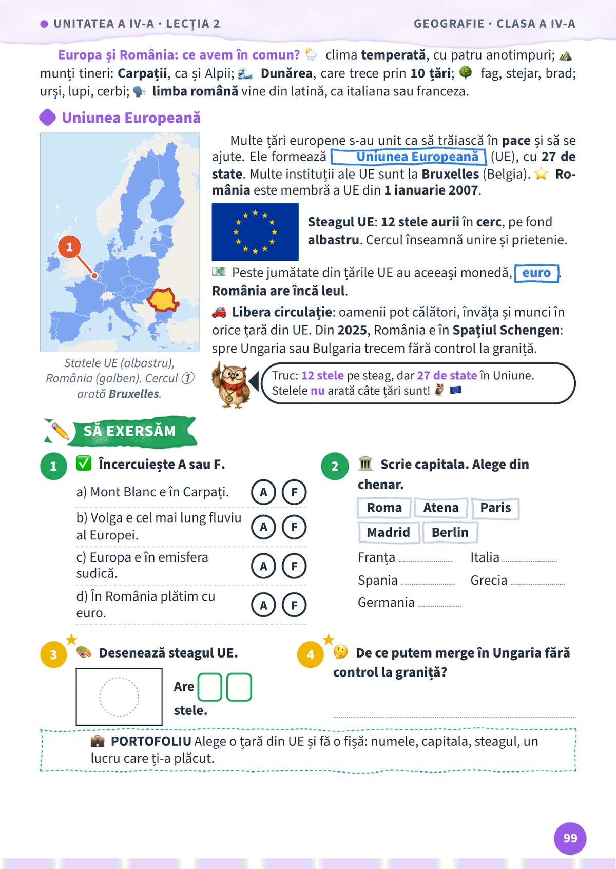Lecția „Europa și Uniunea Europeană” – pagina 99