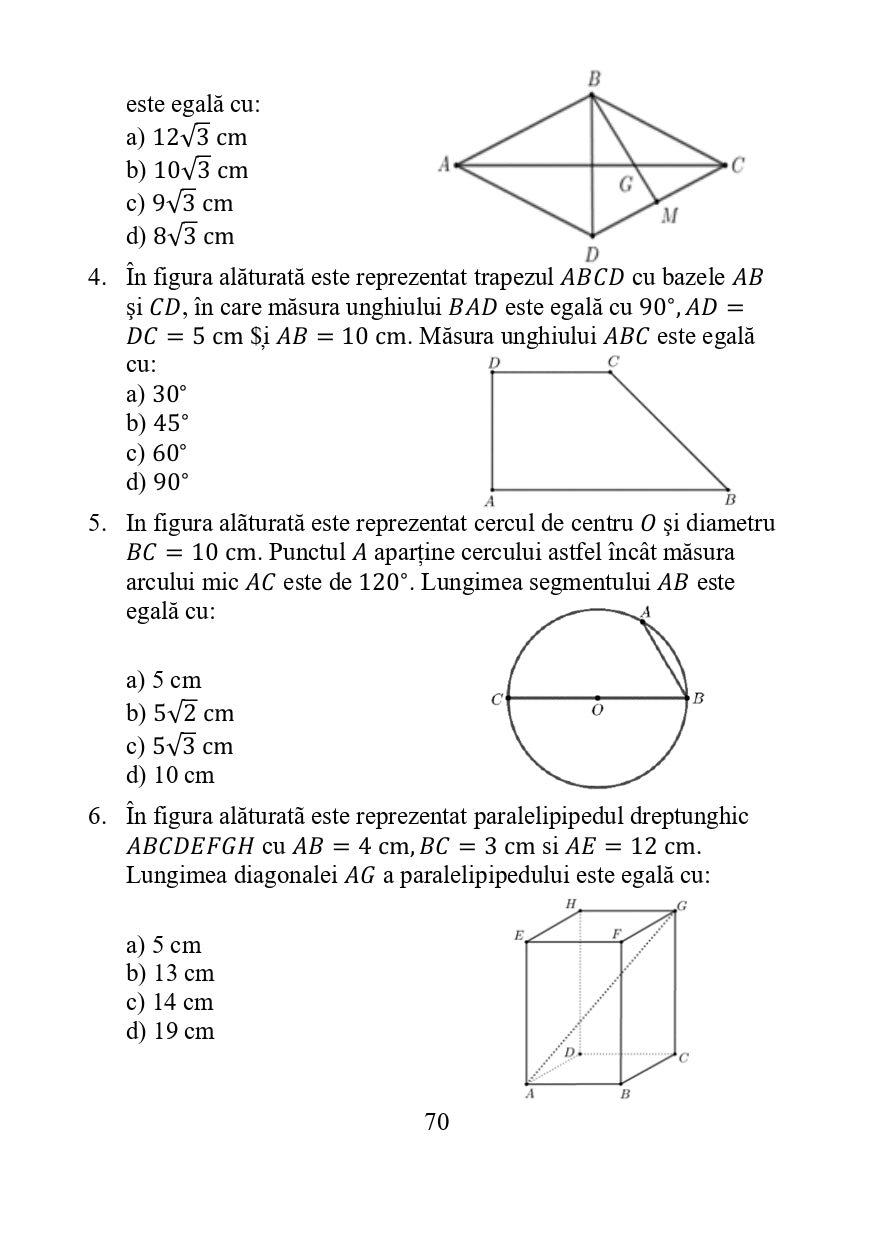 30 Teste de Antrenament pentru Evaluarea Națională la Matematică