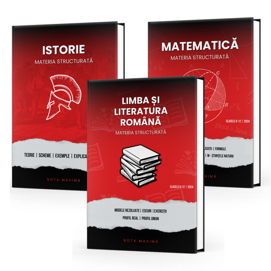 Pachet Bacalaureat | Română + Matematică + Istorie - Nota Maximă