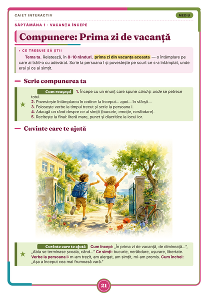 Caiet de vacanță – Limba și literatura română, clasa a 5-a