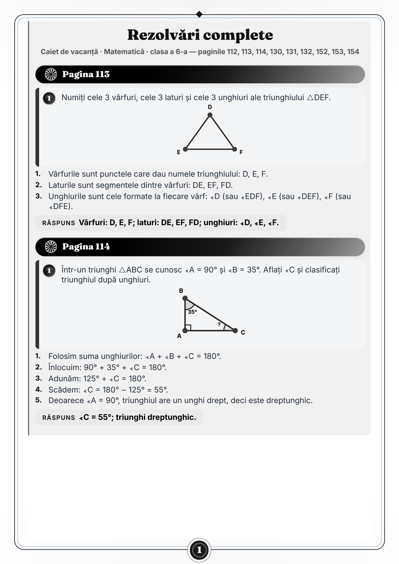 Caiet de vacanță – Matematică, clasa a 6-a