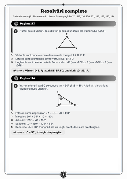 Caiet de vacanță – Matematică, clasa a 6-a