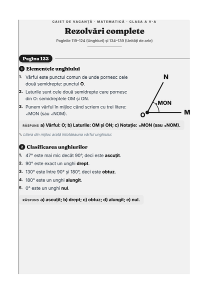 Caiet de vacanță – Matematică, clasa a 5-a
