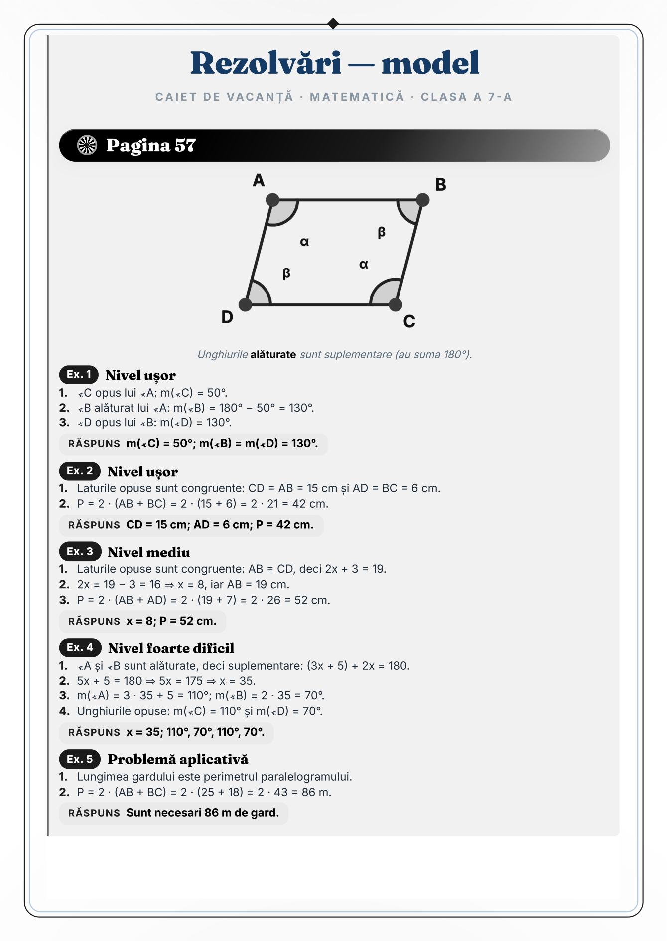 Caiet de vacanță – Matematică, clasa a 7-a