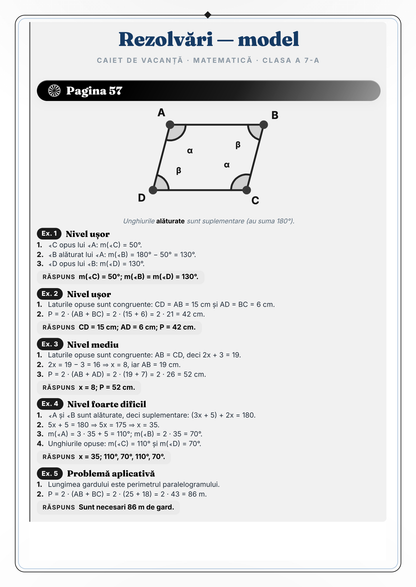 Caiet de vacanță – Matematică, clasa a 7-a